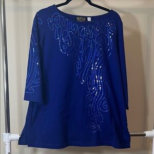 Bob Mackie Royal Blue Sequin Blouse